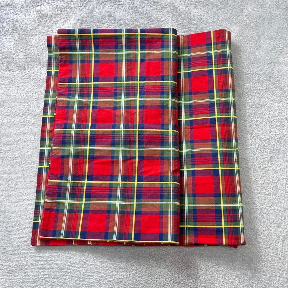 Pottery Barn Tartan Plaid Standard Pillow‎ Shams Set of 2 Red Cotton Holiday